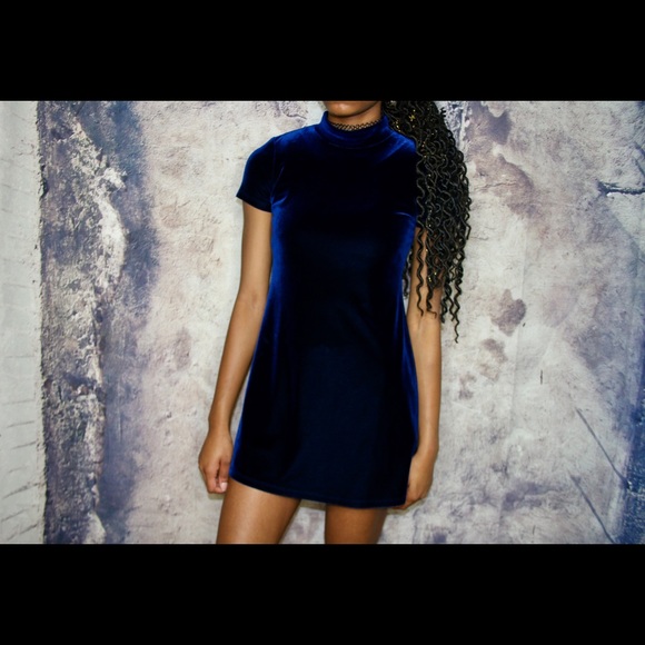 Vintage new moves blue velvet dress XS - Picture 3 of 5